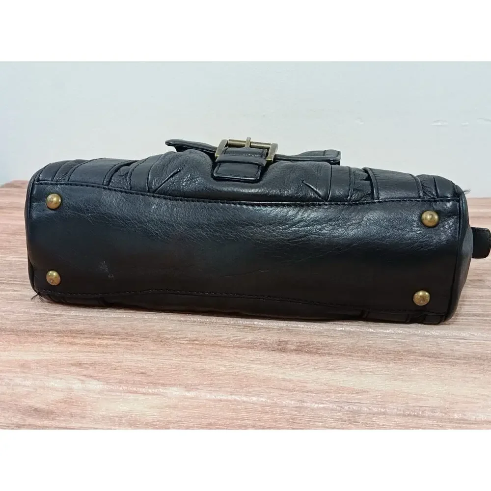 Michael Kors Buckle Satchel Shoulder Handbag Y2K Retro Purse Black